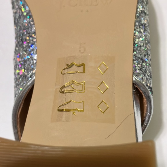 J.Crew Glitter Slingback Block Heels size 5 Silver NIB - Picture 4 of 11
